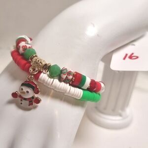 Cb3-16 CHRISTMAS STACKING 2 BRACELET SET charm adjustable